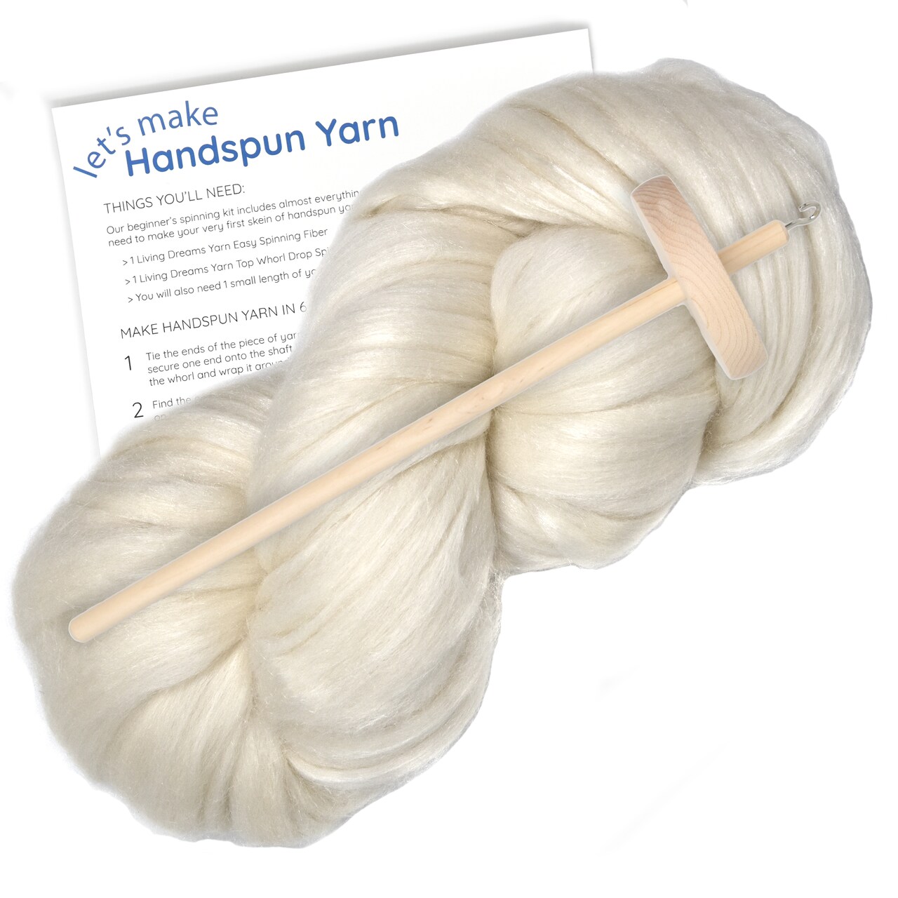 LEARN TO SPIN - Beginner's Spinning Kit with Drop Spindle and Merino/Silk Pencil Roving. Choose your color. Great gift idea